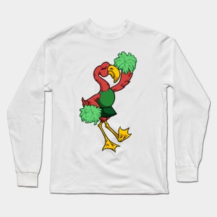 Cartoon Cheerleader Flamingo Long Sleeve T-Shirt